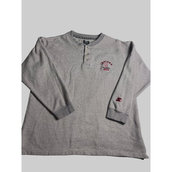 VTG Starter Indiana University Hoosiers NCAA Thermal Henley Mens L Gray Cotton - Picture 1 of 13